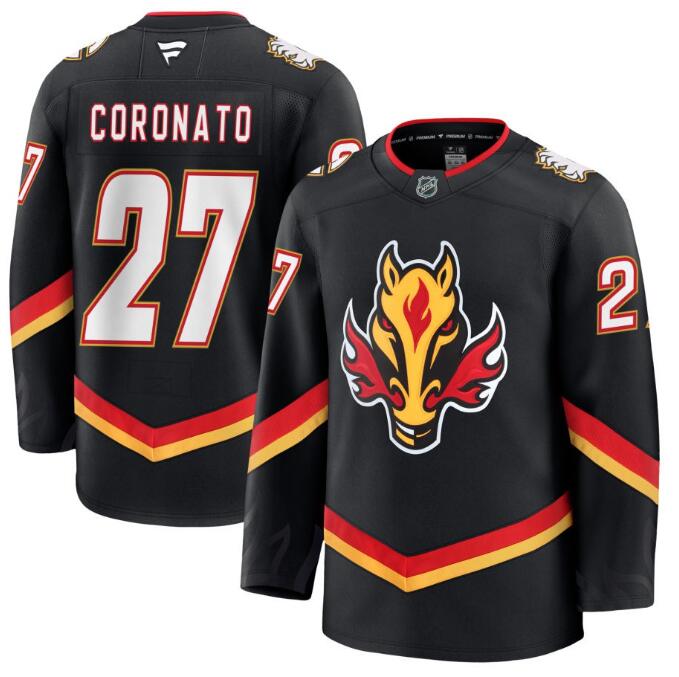 Men's Calgary Flames #27 Matt Coronato Fanatics Alternate Premium Black Stitched Jersey