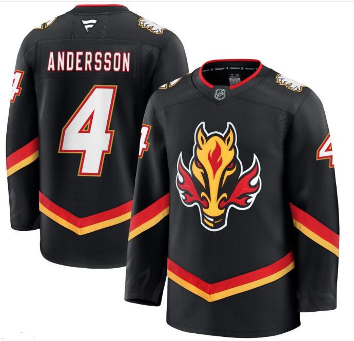Men's Calgary Flames #4 Rasmus Andersson Fanatics Alternate Premium Black Stitched Jersey