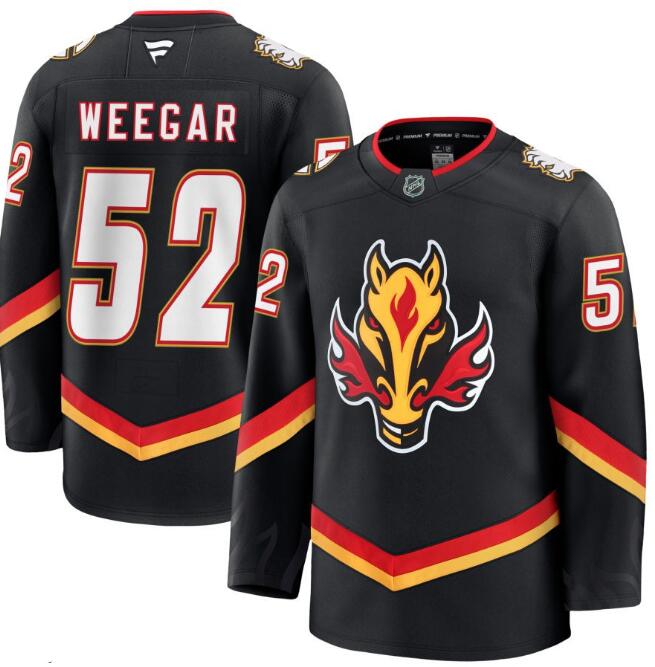 Men's Calgary Flames #52 Mackenzie Weegar Fanatics Alternate Premium Black Stitched Jersey