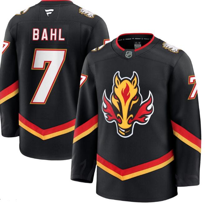 Men's Calgary Flames #7 Kevin Bahl Fanatics Alternate Premium Black Stitched Jersey