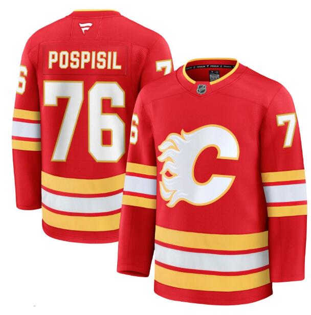 Men's Calgary Flames #76 Martin Pospisil Fanatics Red Home Red Premium Stitched Jersey