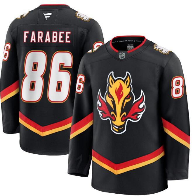 Men's Calgary Flames #86 Joel Farabee Fanatics Alternate Premium Black Stitched Jersey