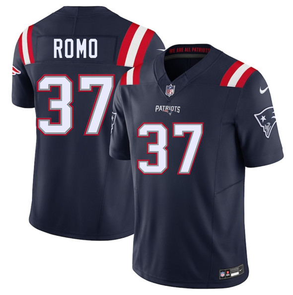 Men's New England Patriots #37 Parker Romo Navy 2025 F.U.S.E. Vapor Limited Football Stitched Jersey