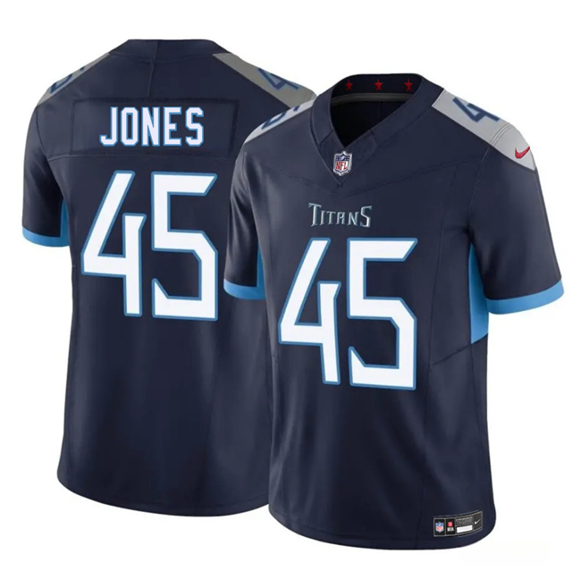 Men's Tennessee Titans #45 Dre'Mont Jones Navy 2025 F.U.S.E. Vapor Limited Football Stitched Jersey