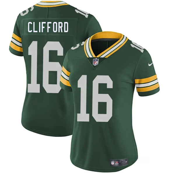 Women's Green Bay Packers #16 Sean Clifford Green 2025 Vapor Untouchable Limited Football Stitched Jersey(Run Small)