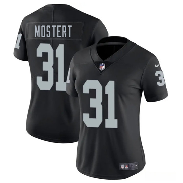Women's Las Vegas Raiders #31 Raheem Mostert Black 2025 Vapor Football Stitched Jersey(Run Small)