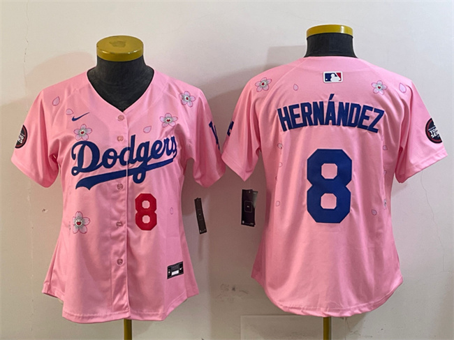 Youth Los Angeles Dodgers #8 Enrique Hernández Pink 2025 Tokyo Series Limited Stitched Baseball Jersey