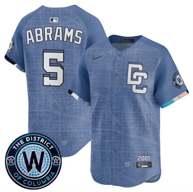 Men's Washington Nationals #5 CJ Abrams Blue 2025 City Connect Limited Stitched Baseball Jersey