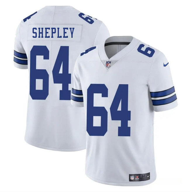 Men's Dallas Cowboys #64 Dakoda Shepleys White 2025 Vapor Untouchable Limited Football Stitched Jersey