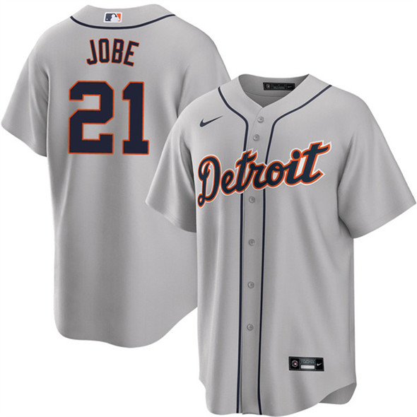 Men's Detroit Tigers #21 Jackson Jobe Gray Cool Base Stitched Baseball Jersey