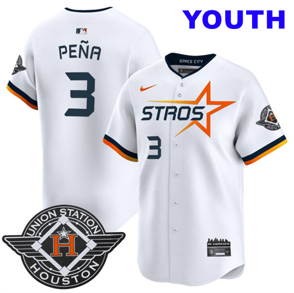 Youth Houston Astros #3 Jeremy Pena White 2025 City Connect Limited Stitched Baseball Jersey