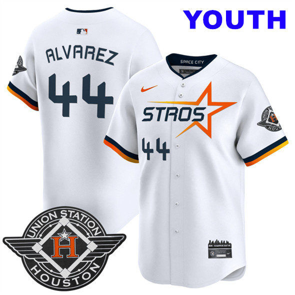 Youth Houston Astros #44 Yordan Alvarez White 2025 City Connect Limited Stitched Baseball Jersey