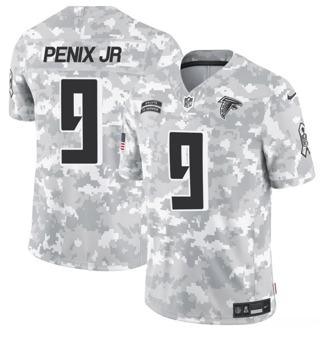 Youth Atlanta Falcons #9 Michael Penix Jr. 2024 F.U.S.E Arctic Camo Salute To Service Limited Stitched Football Jersey