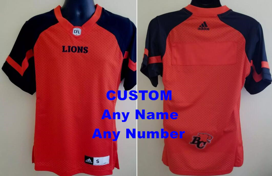Men's BC Lions Custom Adidas CFL Football NWT Canadian Football League Red Jersey