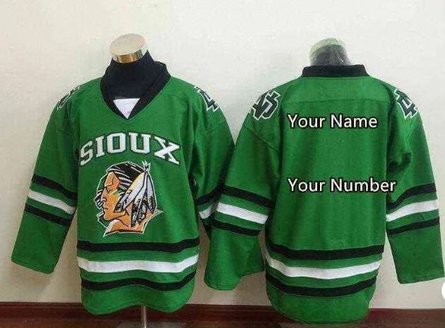 Men's Custom North Dakota Fighting Sioux Hockey Any Name Any Number Limited Edition Stitched Green Shirts Jersey