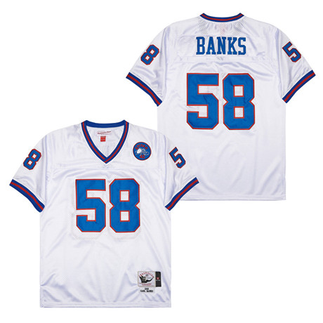 Mitchell And Ness Bills #58 White Throwback Stitched NFL Jersey