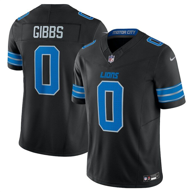 Men's Detroit Lions #0 Jahymr Gibbs Black 2025 F.U.S.E. Vapor Limited Stitched Jersey