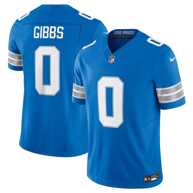 Men's Detroit Lions #0 Jahymr Gibbs Blue 2025 F.U.S.E. Vapor Limited Stitched Jersey