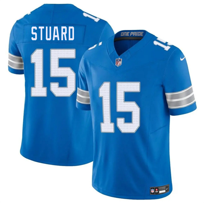 Men's Detroit Lions #15 Grant Stuard Blue 2025 F.U.S.E. Vapor Limited Stitched Jersey
