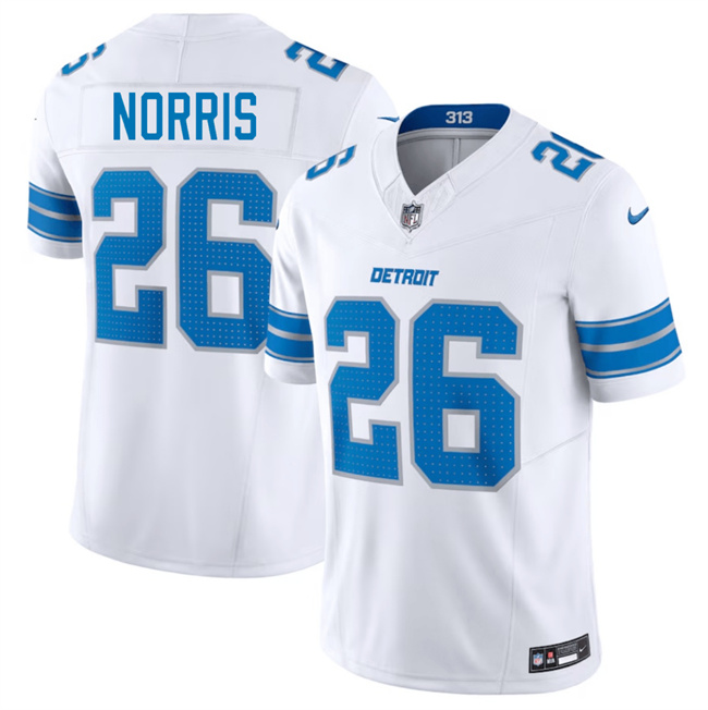 Men's Detroit Lions #26 Morice Norris White 2025 F.U.S.E. Vapor Limited Stitched Jersey