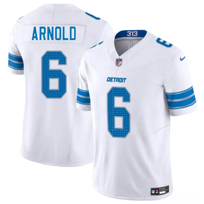 Men's Detroit Lions #6 Terrion Arnold White 2025 F.U.S.E. Vapor Limited Stitched Jersey