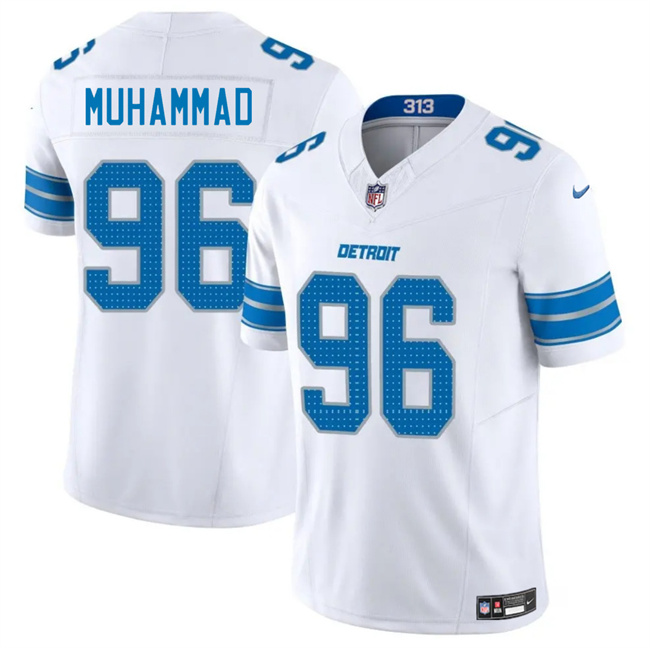 Men's Detroit Lions #96 Al-Quadin Muhammad White 2025 F.U.S.E. Vapor Limited Stitched Jersey