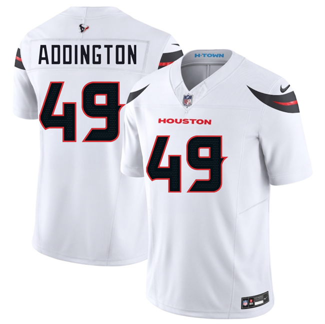Men's Houston Texans #49 Tucker Addington White 2024 Vapor F.U.S.E. Limited Stitched Jersey