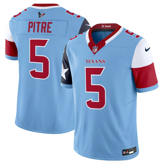 Men's Houston Texans #5 Jalen Pitre Blue 2024 F.U.S.E. V5 Limited Stitched Football Jersey