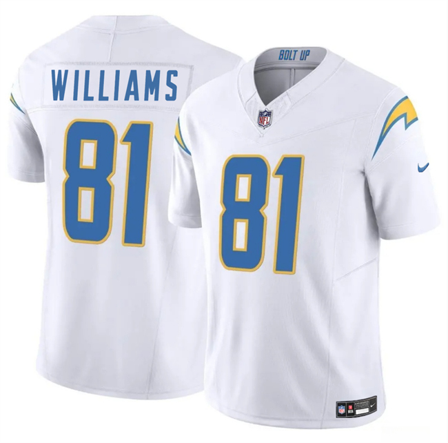 Men's Los Angeles Chargers #81 Mike Williams White 2024 F.U.S.E Vapor Limited Stitched Football Jersey