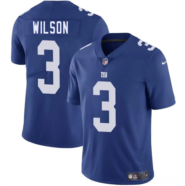 Men's New York Giants #3 Russell Wilson Blue 2025 Vapor Untouchable Limited Stitched Jersey