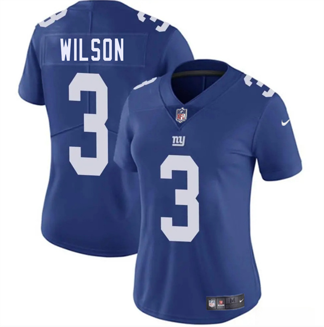 Women's New York Giants #3 Russell Wilson Blue 2025 Vapor Stitched Jersey(Run Small)