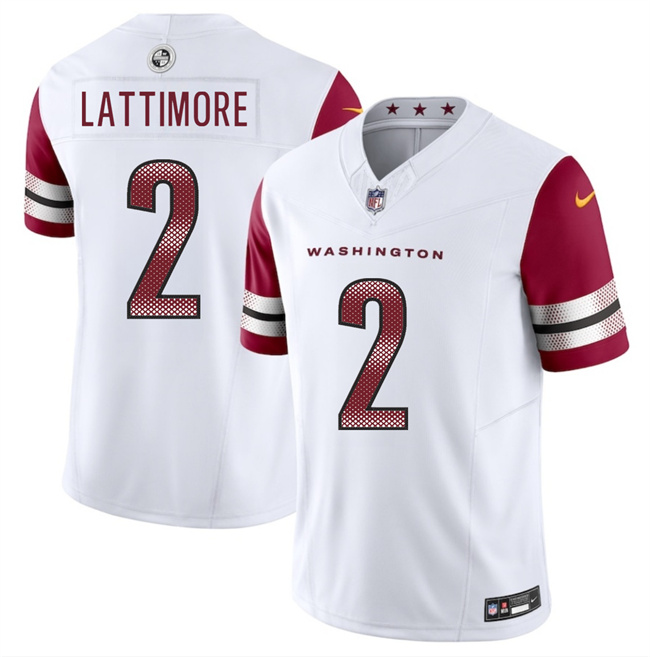 Men's Washington Commanders #2 Marshon Lattimore White 2025 F.U.S.E. Vapor Limited Stitched Football Jersey