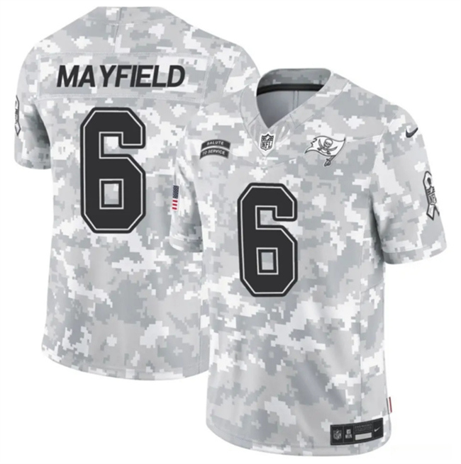 Youth Tampa Bay Buccaneers #6 Baker Mayfield 2024 F.U.S.E Arctic Camo Salute To Service Limited Stitched Football Jersey