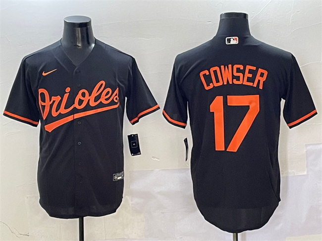 Men's Baltimore Orioles #17 Colton Cowser Black Cool Base Stitched Jersey