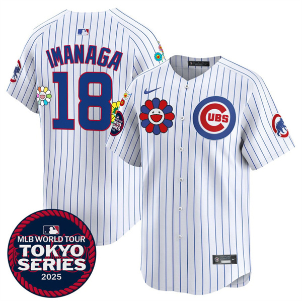 Men's Chicago Cubs #18 Shōta Imanaga White 2025 Tokyo Series Limited Stitched Baseball Jersey