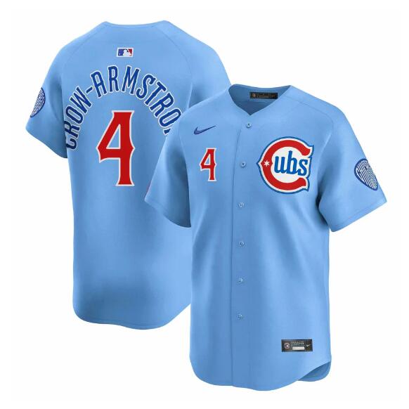Men's Chicago Cubs #4 Pete Crow-Armstrong Blue 2024-25 2nd Alternate Limited Stitched Baseball Jersey