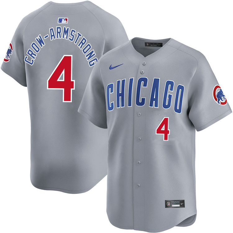 Men's Chicago Cubs #4 Pete Crow-Armstrong Gray Limited Stitched Baseball Jersey