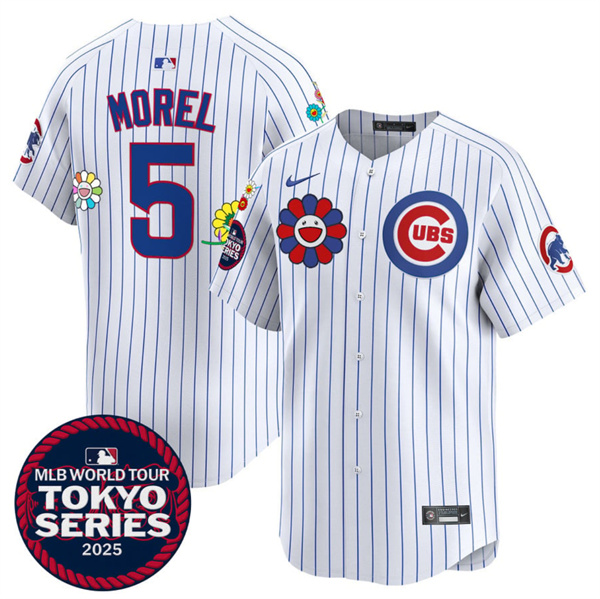 Men's Chicago Cubs #5 Christopher Morel White 2025 Tokyo Series Limited Stitched Baseball Jersey