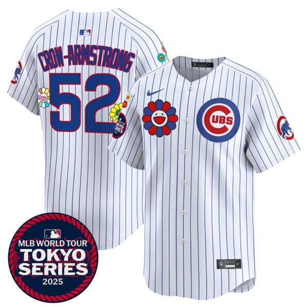 Men's Chicago Cubs #52 Pete Crow-Armstrong White 2025 Tokyo Series Limited Stitched Baseball Jersey