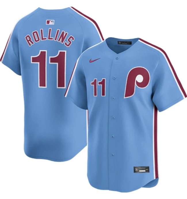 Men's Philadelphia Phillies #11 Jimmy Rollins Light Blue Alternate Limited Stitched Jersey