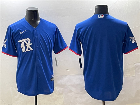 Men's Texas Rangers Blank Royal City Connect Stitched Baseball Jersey