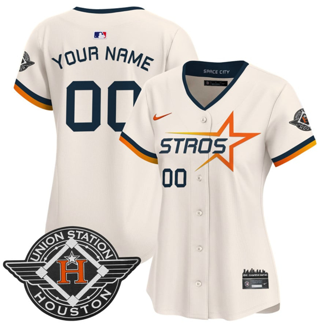 Women's Houston Astros Active Player Custom Cream 2025 City Connect Limited Stitched Baseball Jersey(Run Small)