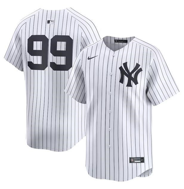 Men's New York Yankees #99 Aaron Judge White Home Limited Stitched Baseball Jersey