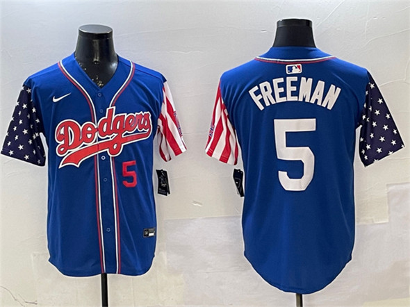 Men's Los Angeles Dodgers #5 Freddie Freeman Royal Limited Stitched Baseball Jersey