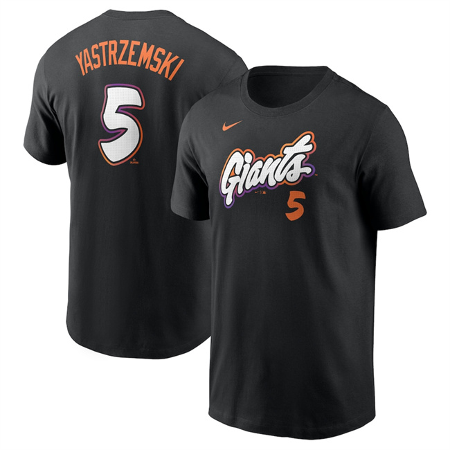 Men's San Francisco Giants #5 Mike Yastrzemski Anthracite 2025 City Connect Fuse Name & Number T-Shirt