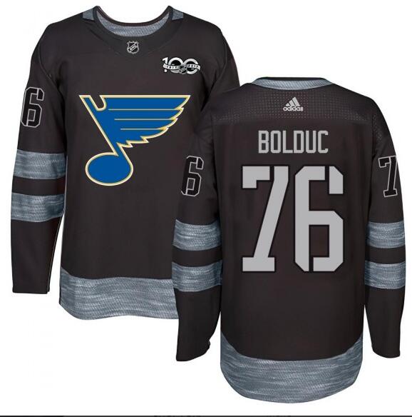Men's Authentic St. Louis Blues #76 Zack Bolduc 1917-2017 100th Anniversary Jersey - Black