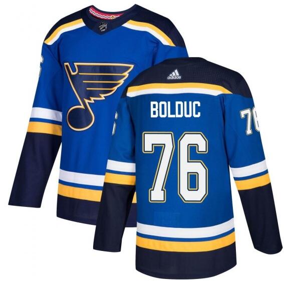 Men's Authentic St. Louis Blues #76 Zack Bolduc Adidas Home Jersey - Blue
