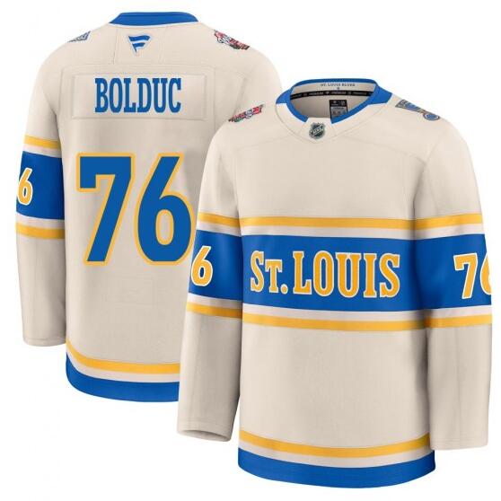 Men's Premium St. Louis Blues #76 Zack Bolduc Fanatics 2025 Winter Classic Jersey - Cream