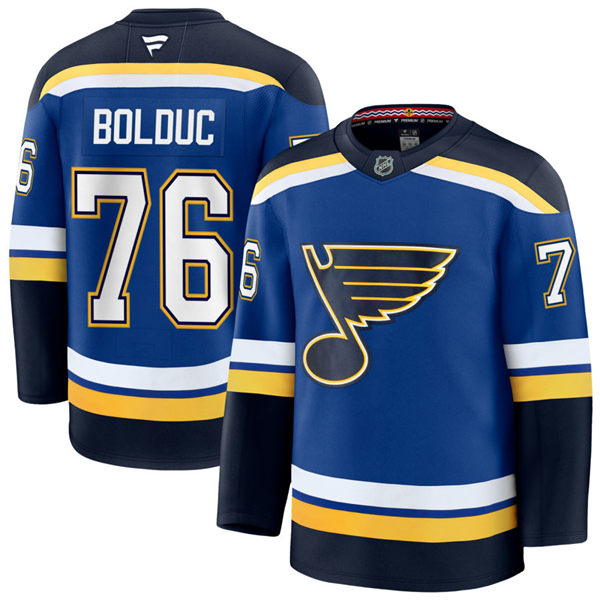 Mens St. Louis Blues #76 Zachary Bolduc Fanatics Home Blue Jersey