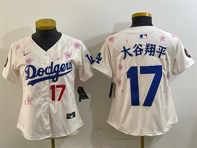 Women's Los Angeles Dodgers #17 大谷翔平 Cream 2025 Tokyo Series Limited Stitched Baseball Jersey(Run Small)